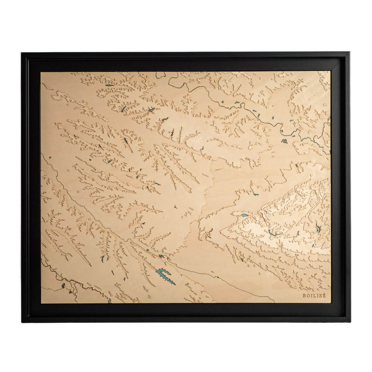 Carte du Lauragais en bois avec eau turquoise