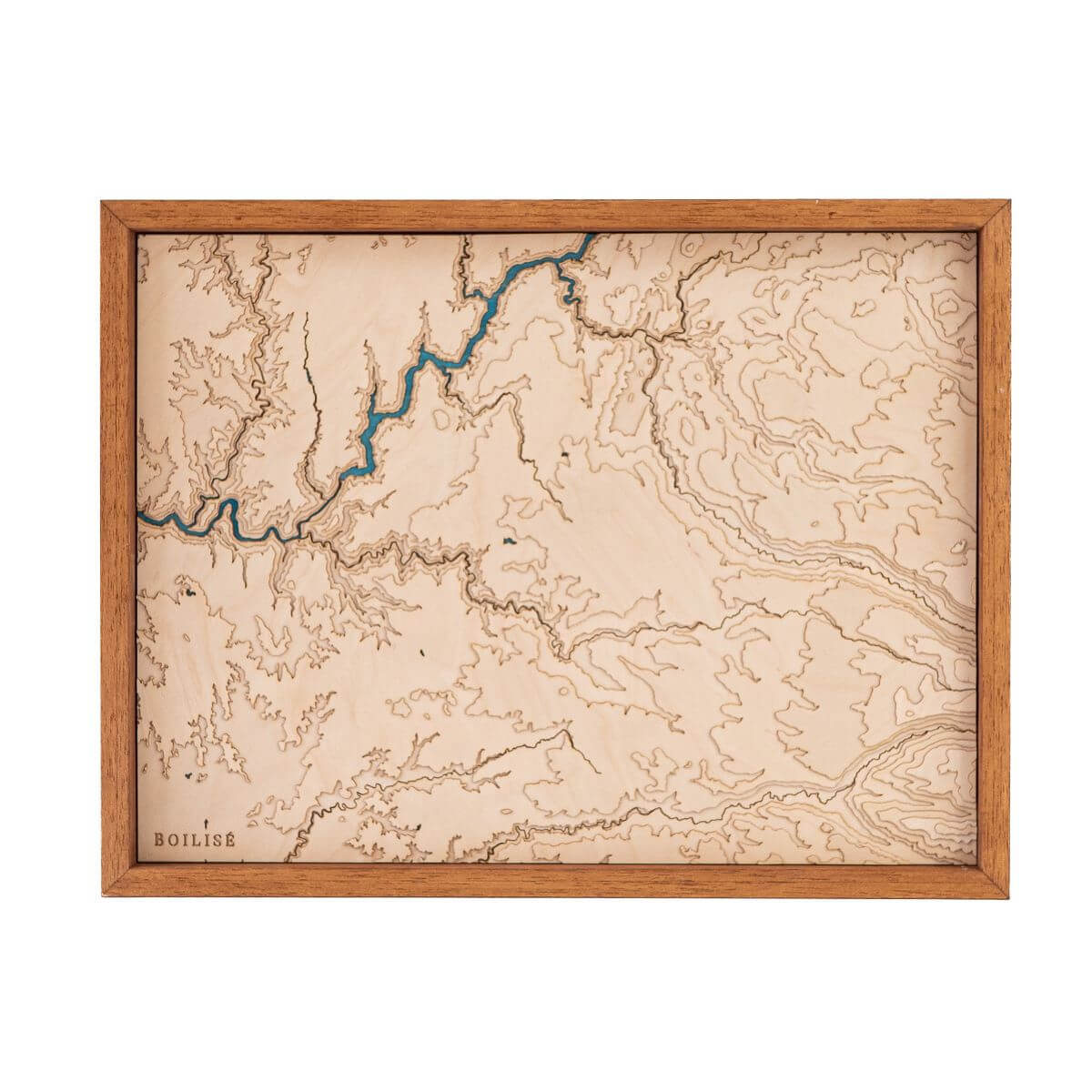 Tableau de la vallée de l'Auze en relief avec une eau bleue marine
