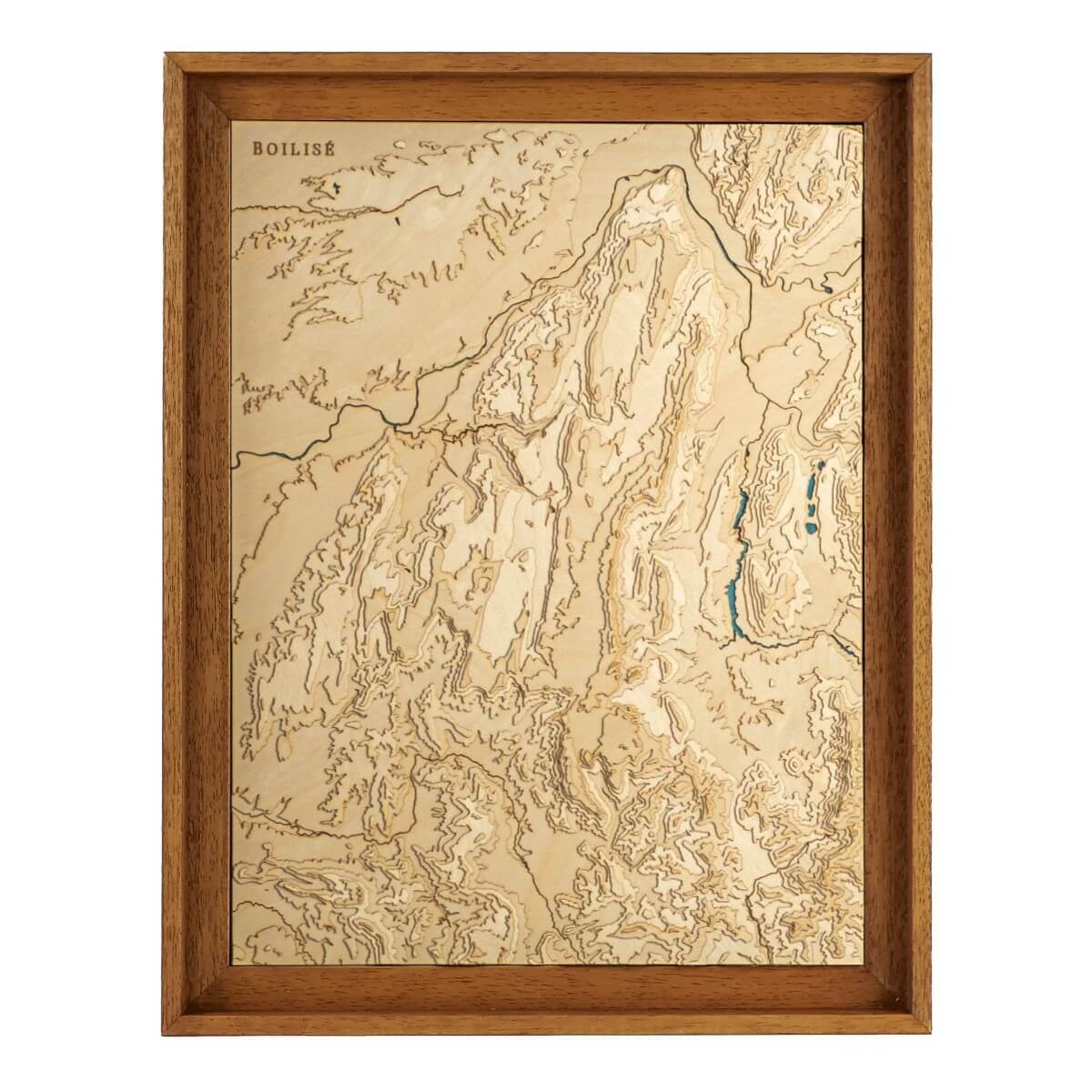 Tableau du massif du Vercors en relief avec une eau bleue marine