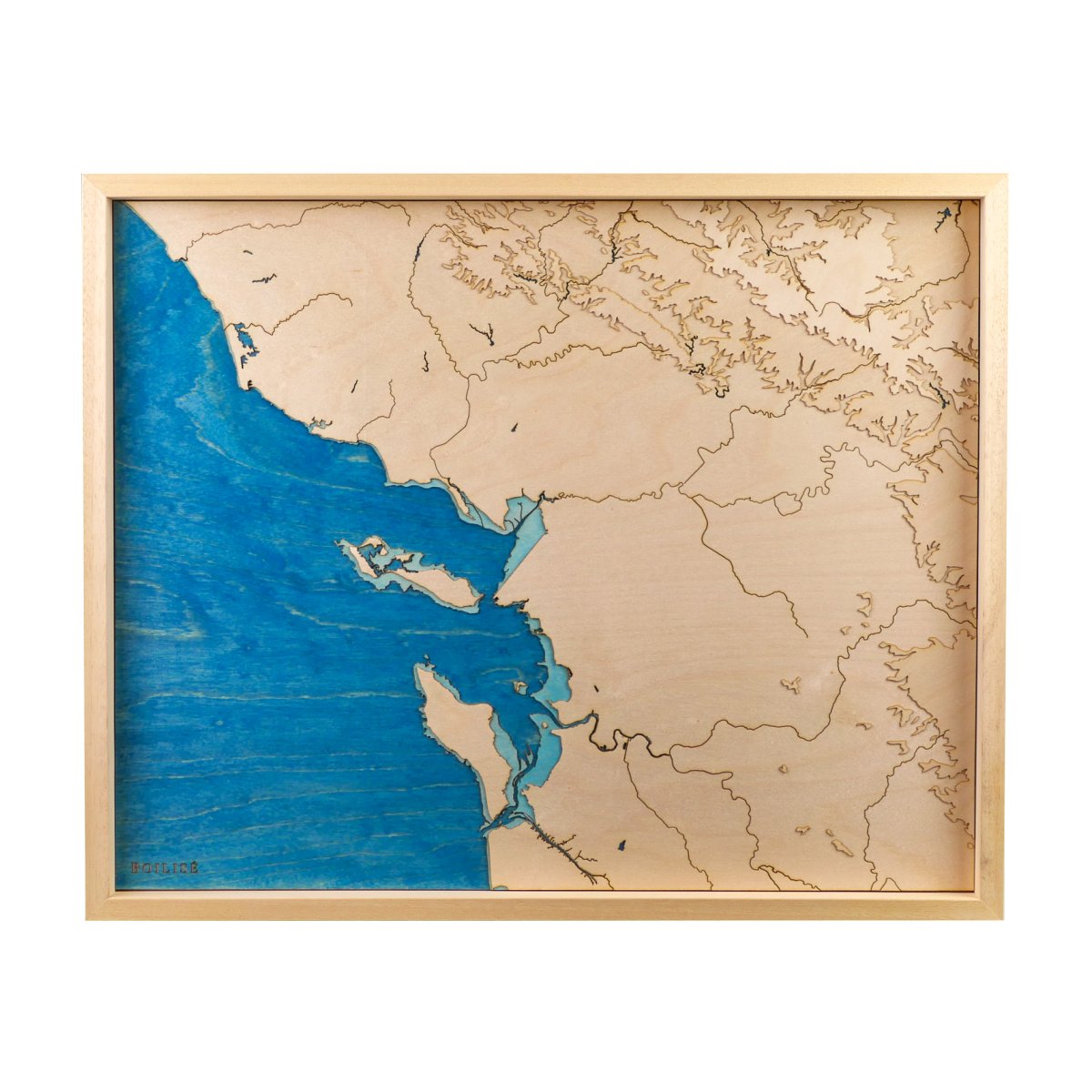 Tableau de la côte Atlantique encadré en bois clair