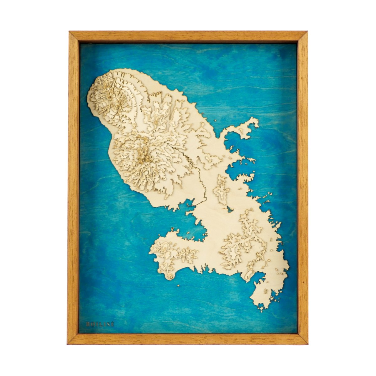 Carte originale de la Martinique en relief à l'échelle et en bois